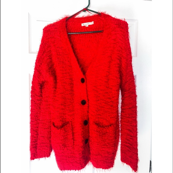 Red soft pocketed cardigan. Size small/medium - Picture 1 of 1
